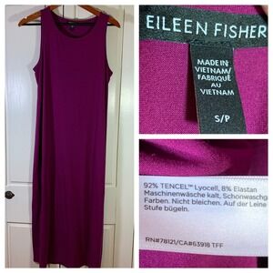 EILEEN FISHER Sleeveless Jewel Tone Magenta Tencel Lyocell Maxi Dress Sz‎ Small